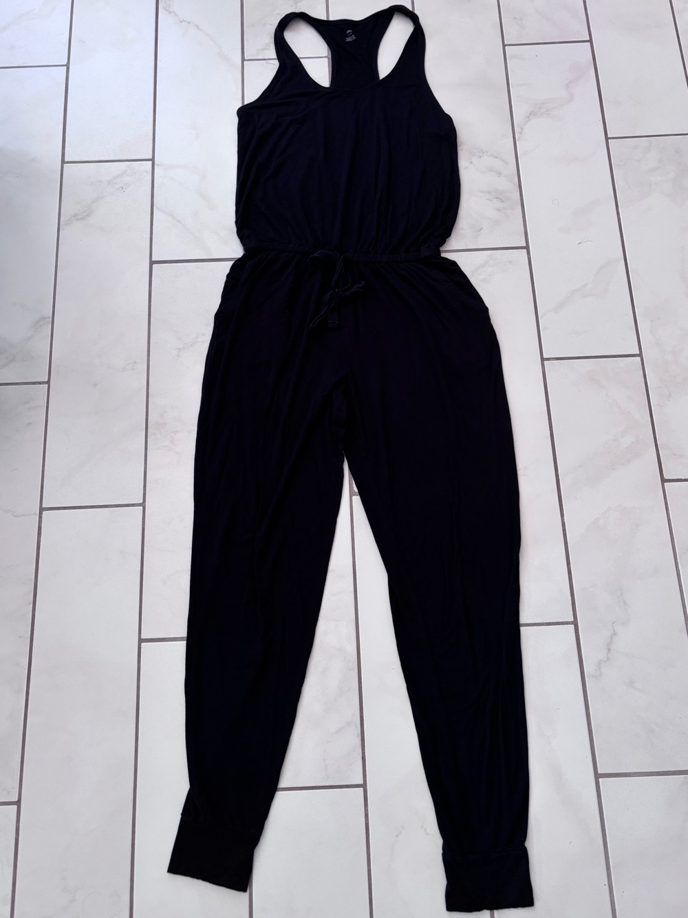 Aerie Black Sleeveless Jogger Jumpsuit Loungewear Athleisure Womens Size S